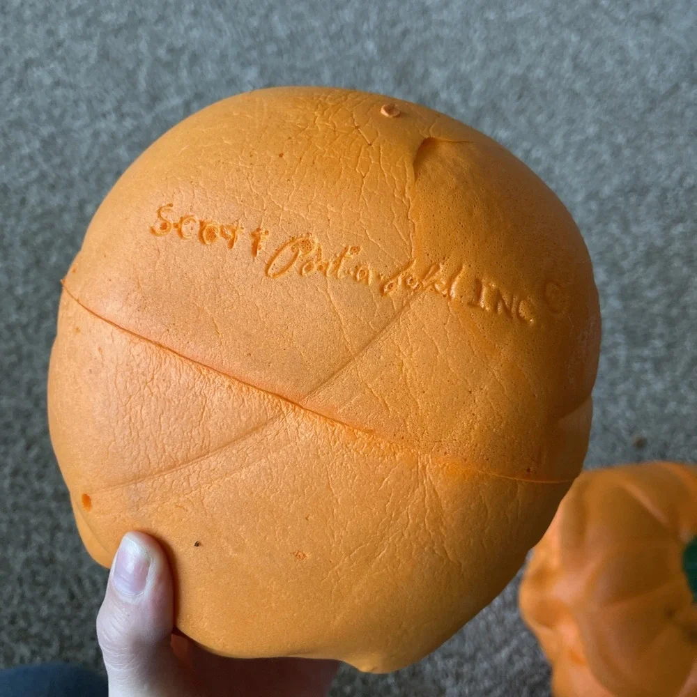Vtg Scott Port A Fold  Todd Masters style Foam Jack O Lantern Pumpkins Halloween